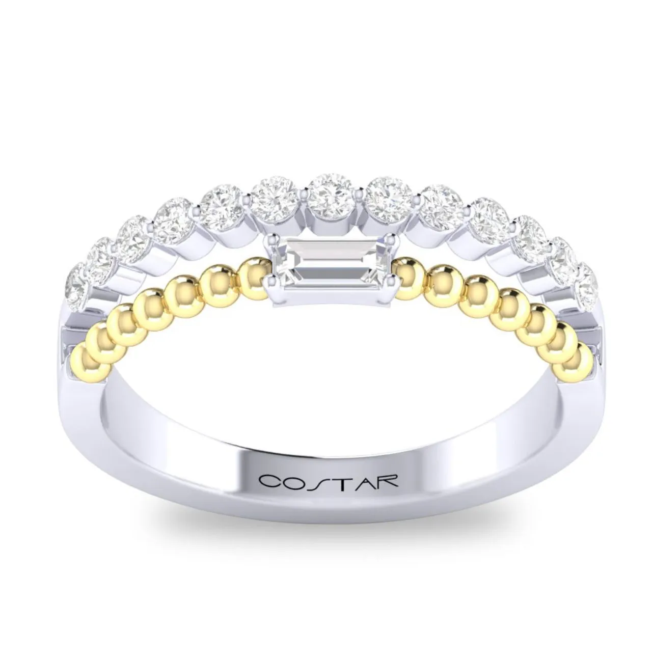 14K White and Yellow Gold Diamond Band