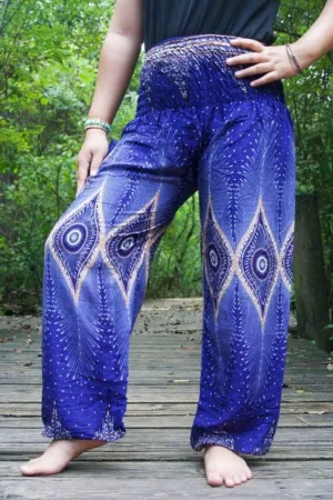 Blue Peacock Eye Women's Boho Pants