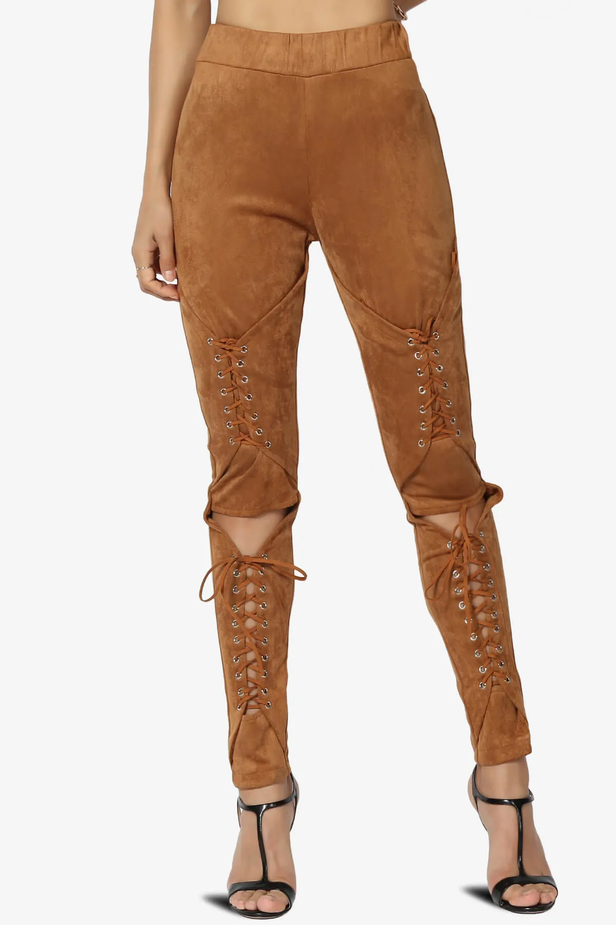 Dollie Lace Up Suede Skinny Pants