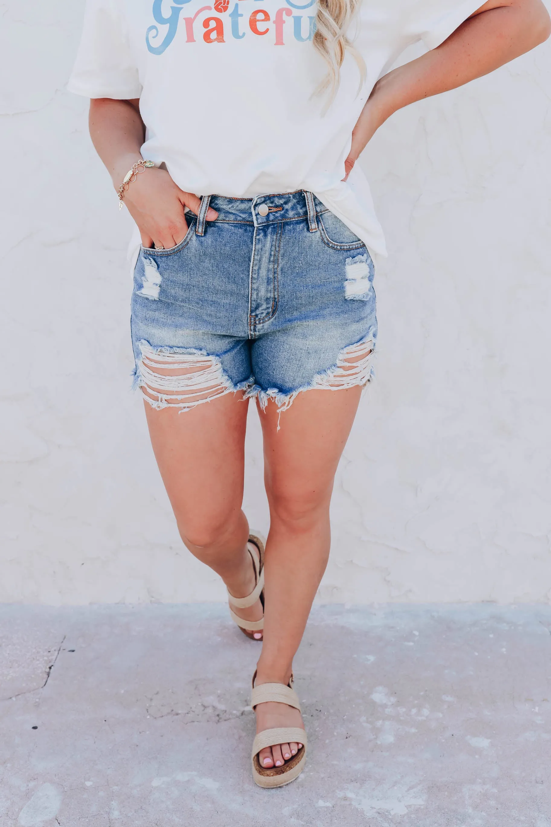 Eason High Waist Denim Shorts