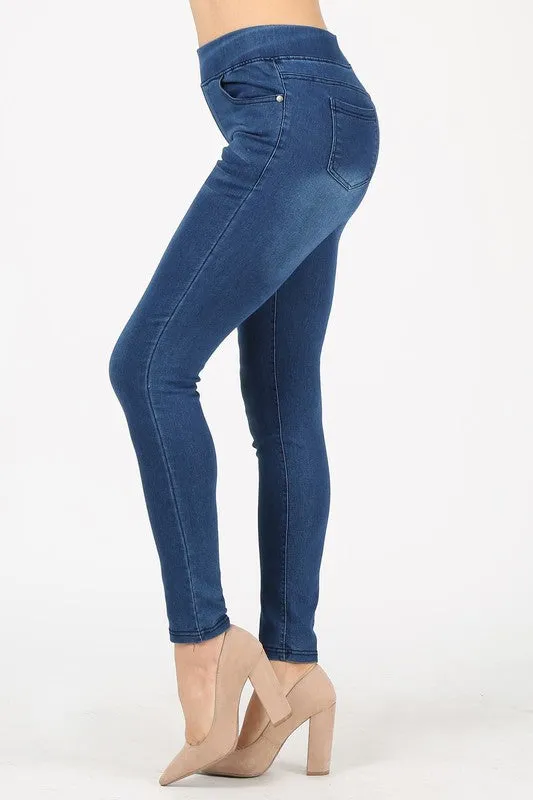High Waist Solid Jeggings Pants