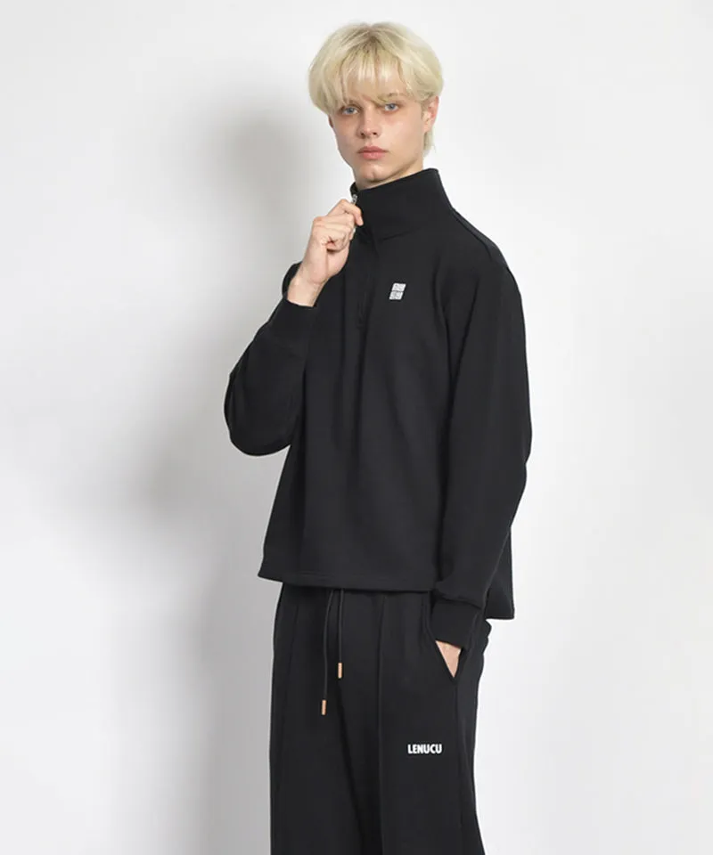 LENUCU Men's Wide Sweat Pants - Black