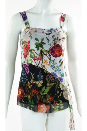 MAYA Floral Sleeveless with Contrasting Overlay Print Top