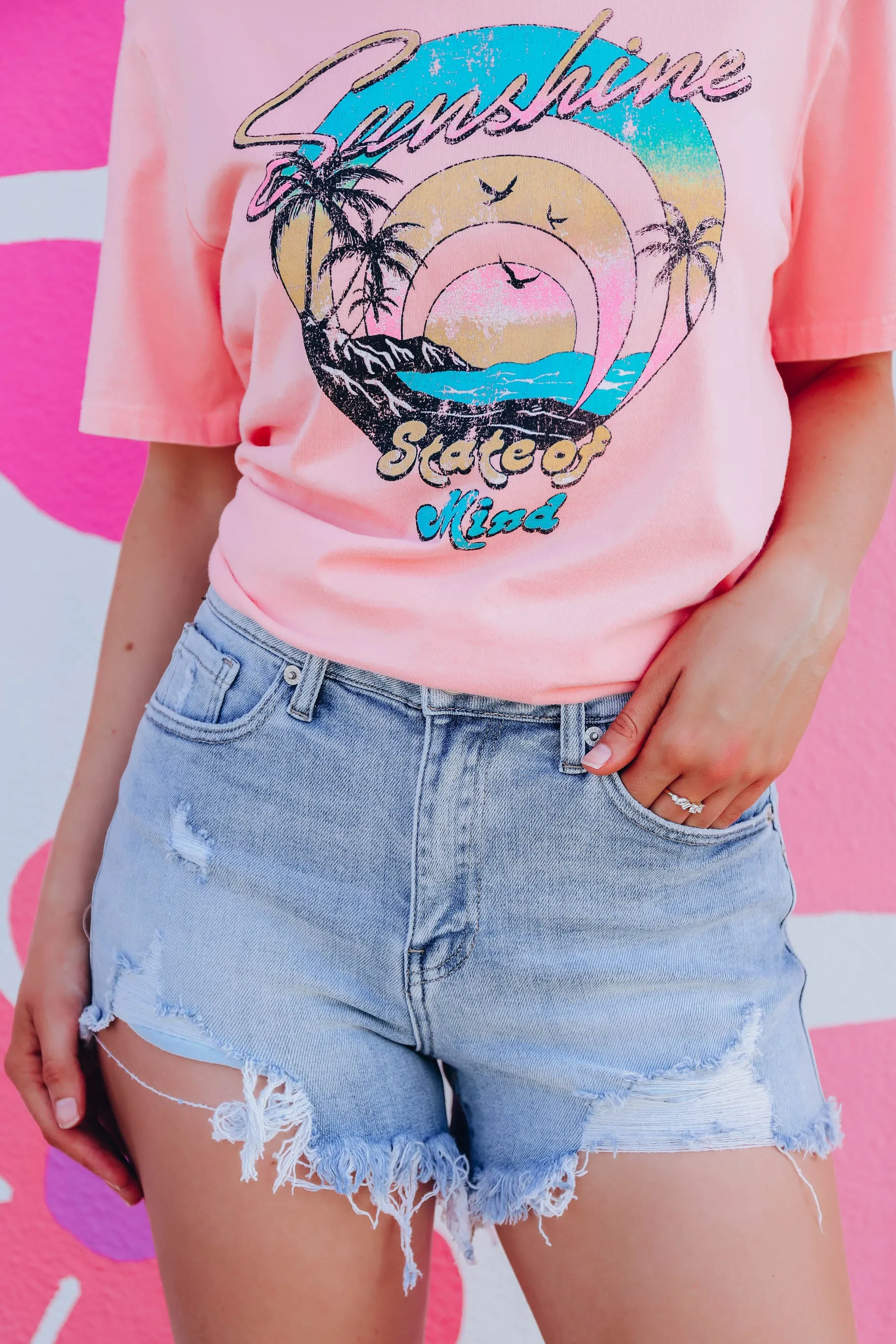 Orlando High Waist Denim Shorts - Light