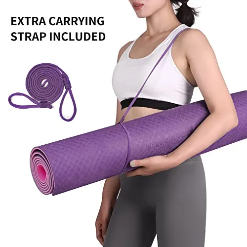 PROIRON TPE Yoga Mat 1830×660×6mm (Purple Pink), Yoga Mat Extra Wide, Non Slip Large Exercise Mat Pilates Mat with Carry Strap for Fitness Home Gym TPE Eco Friendly Yoga Mat