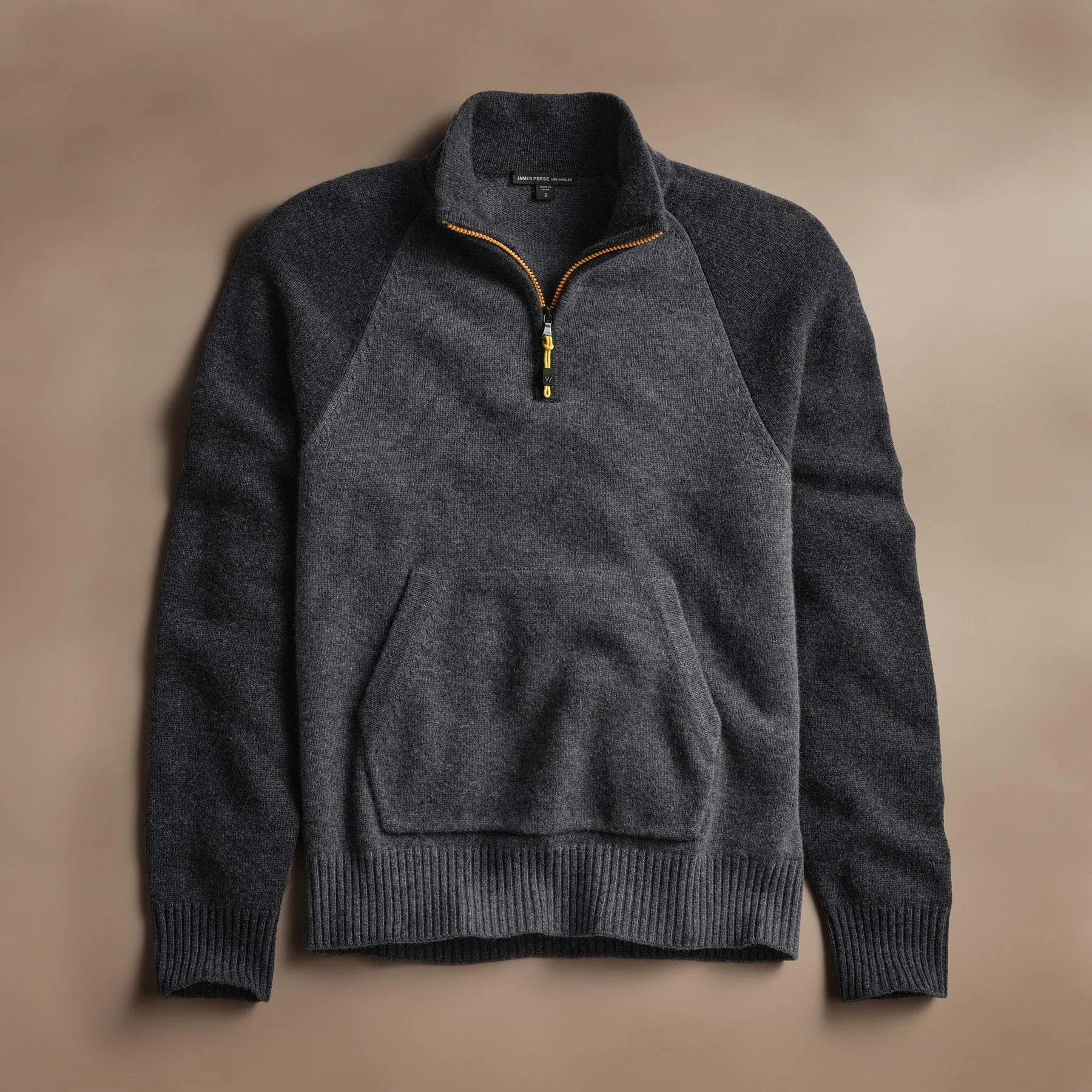 Recycled Cashmere Color Blocked Half Zip - Flannel/Coal