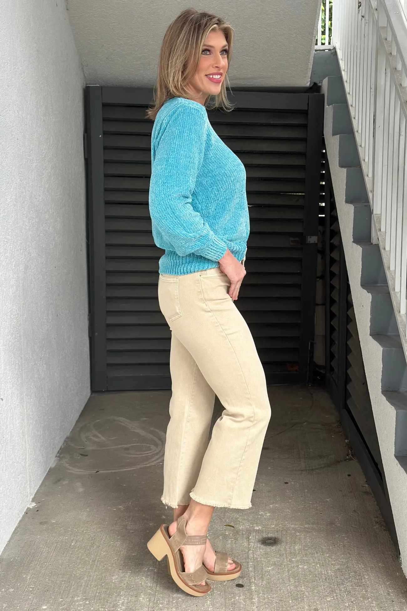 Something To Remember High Waist Frayed Pants-Sand