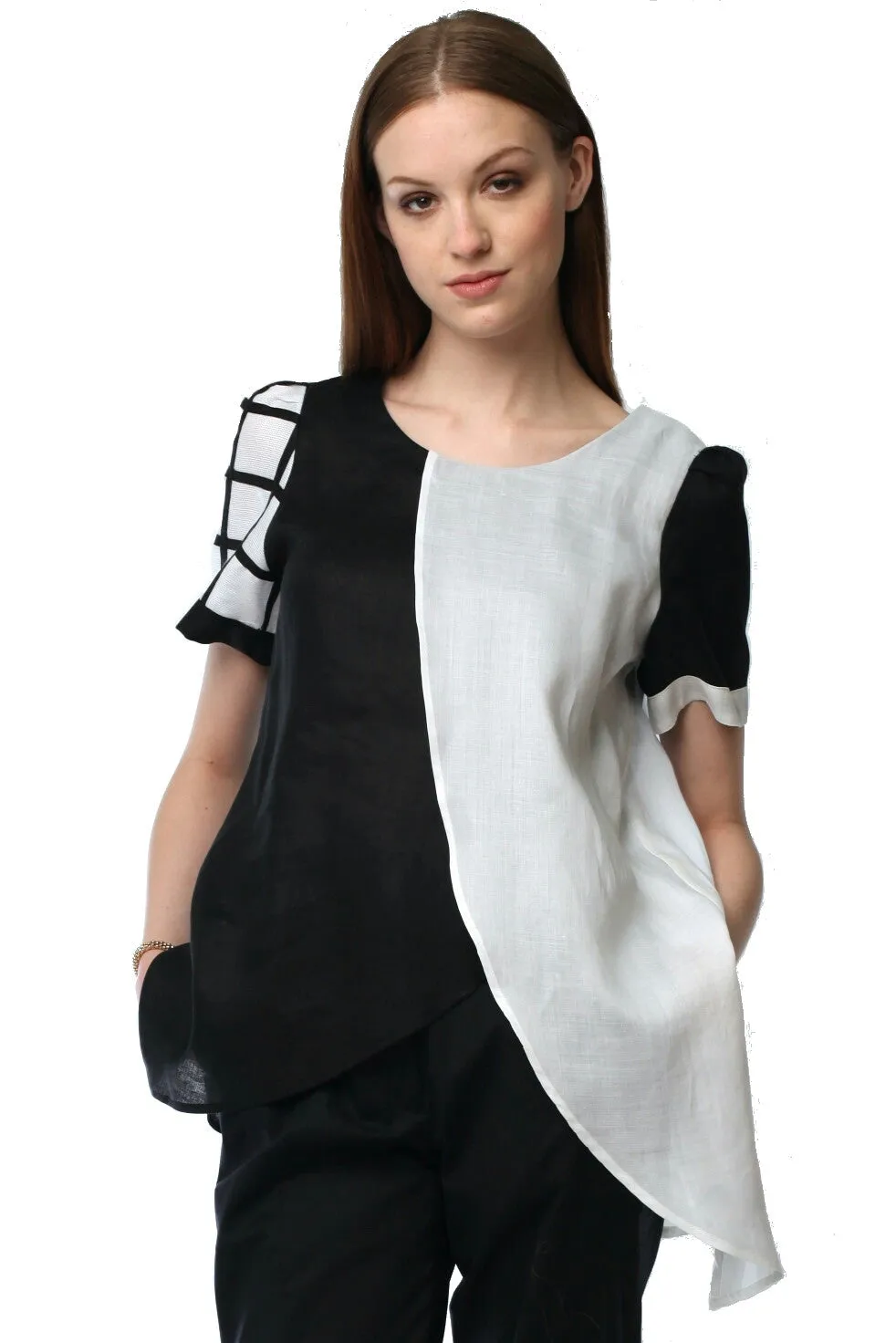 Surplice Color Block Aqua Citrus Top Style # 1765