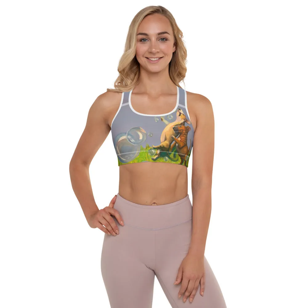 Whimsy Fit "Bubbles" Padded Sports Bra with Bull Terriers