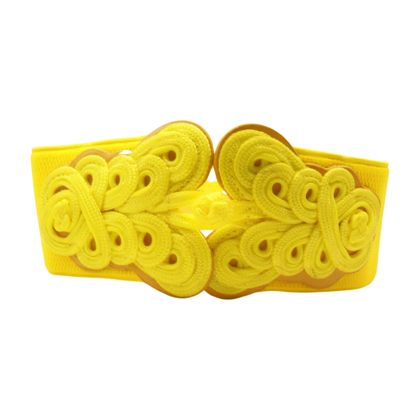 Yellow Elastic Belt Hip High Waist Braided Buckle S M
